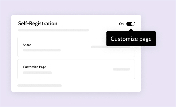 Customizable self-registration pages