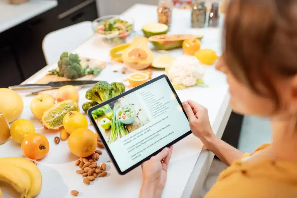 cooking recipe on tablet